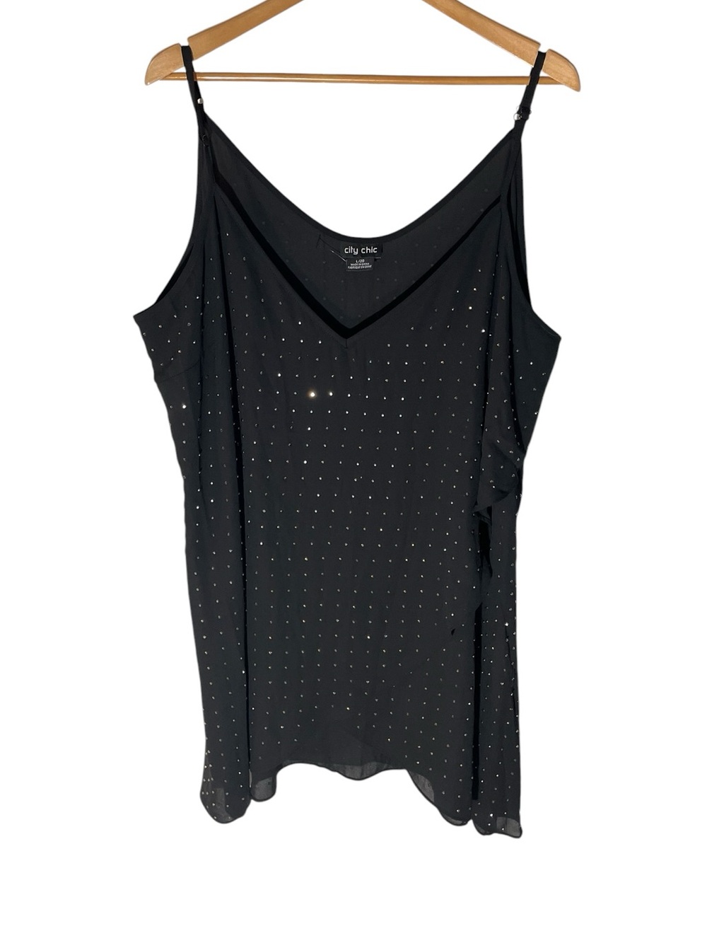 D5- City Chic Black Textured Dot Slip Dress Large 20